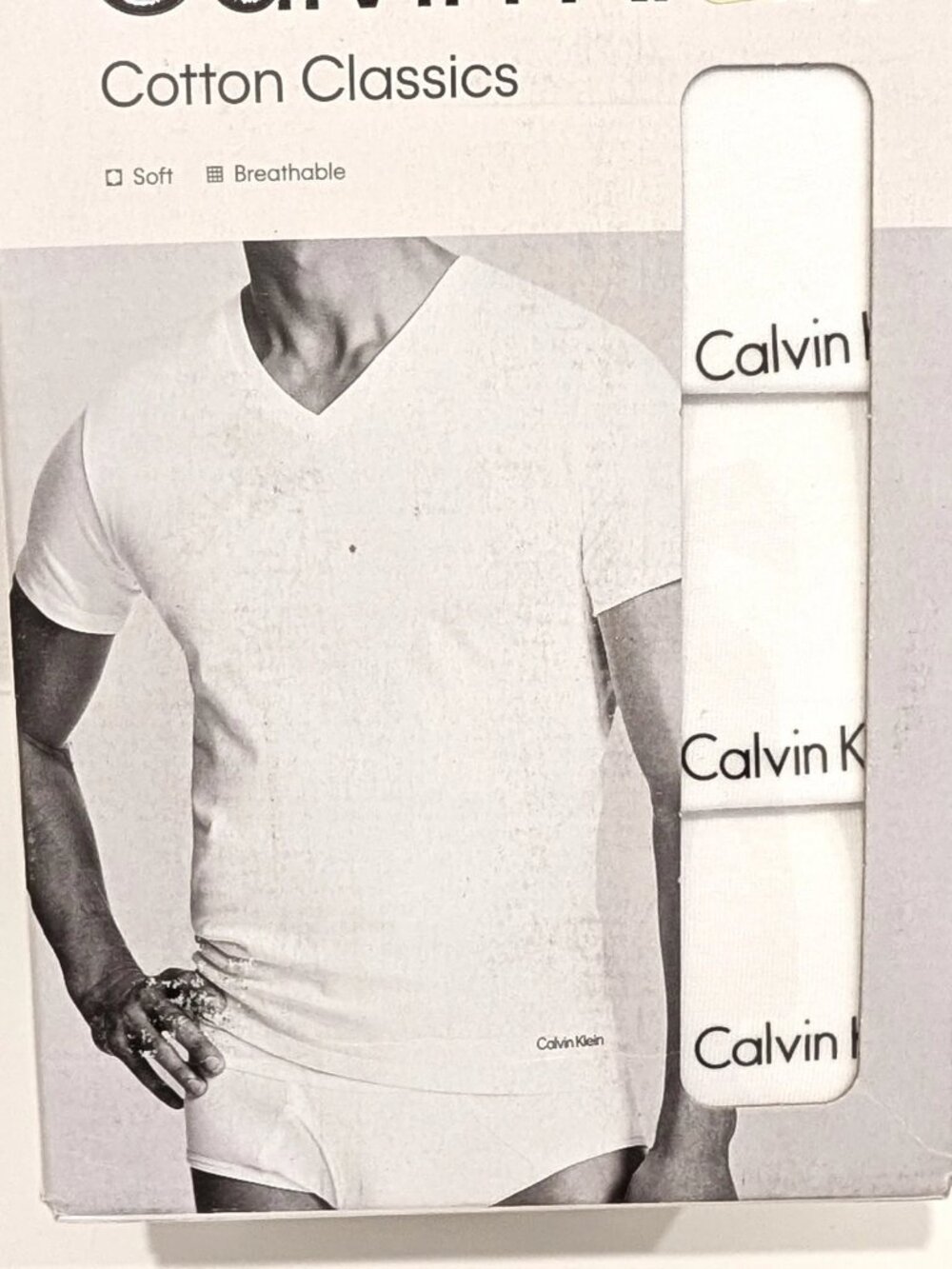 Calvin Klein Men's Cotton Classics 3-Pack V-Neck Undershirts White XL NIB